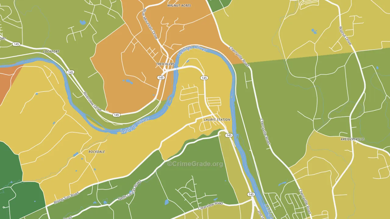 Laurys Station, PA Map of Burglary Rates