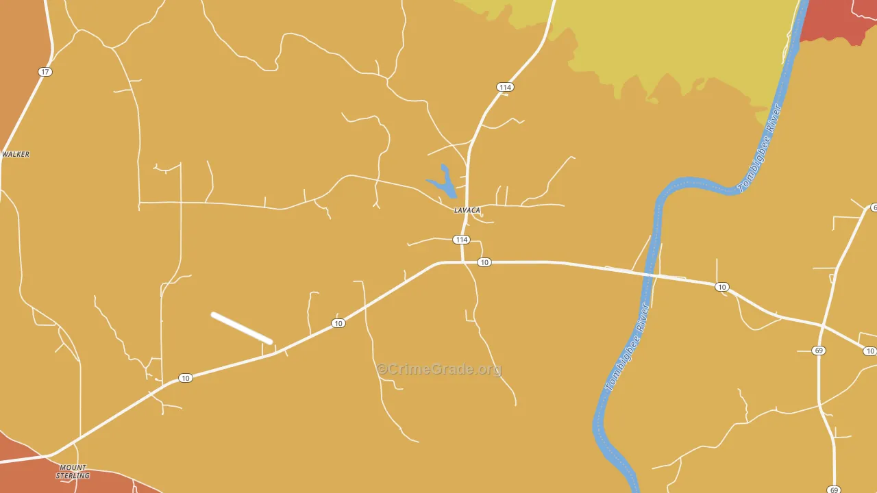 Lavaca, AL Map of Burglary Rates