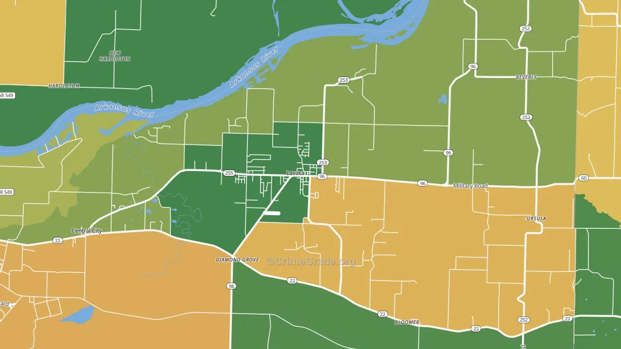 Lavaca, AR Map of Burglary Rates