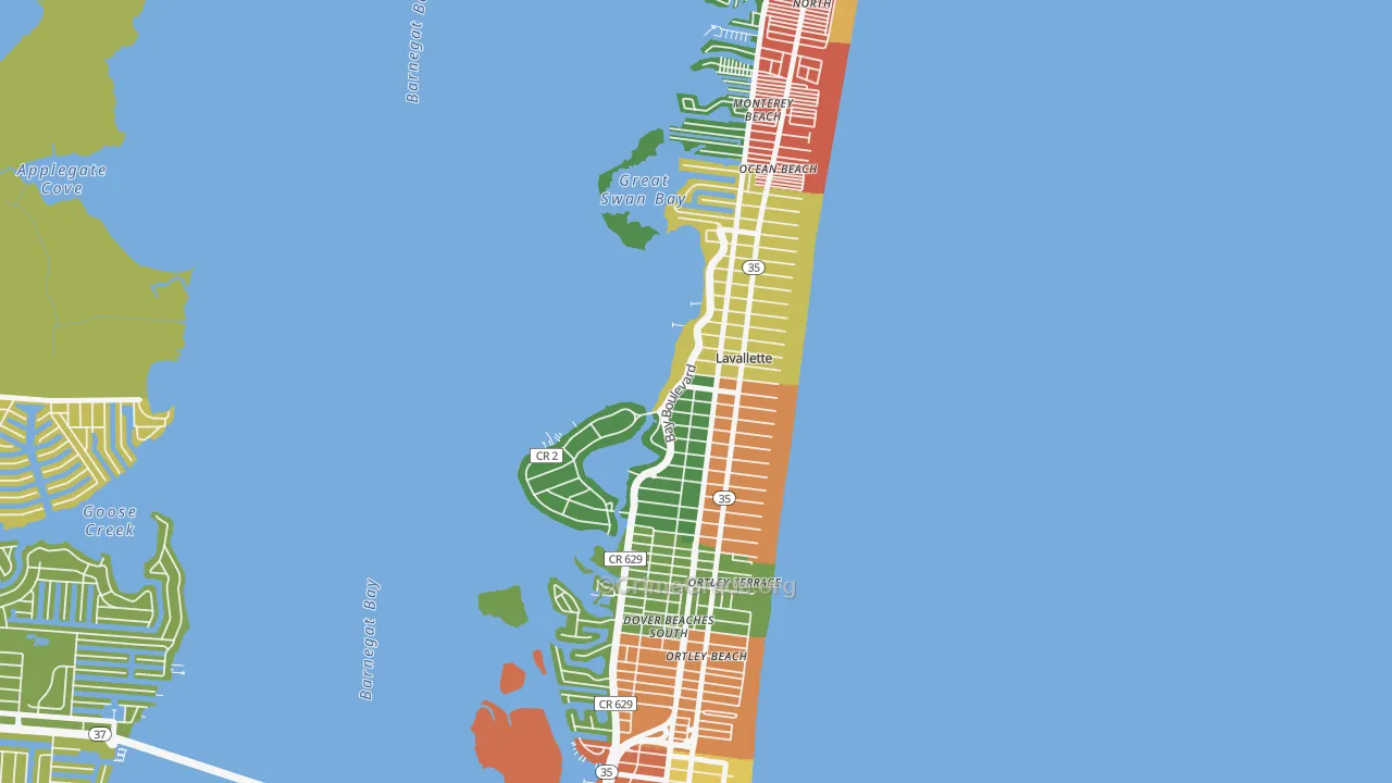 Lavallette, NJ Map of Burglary Rates