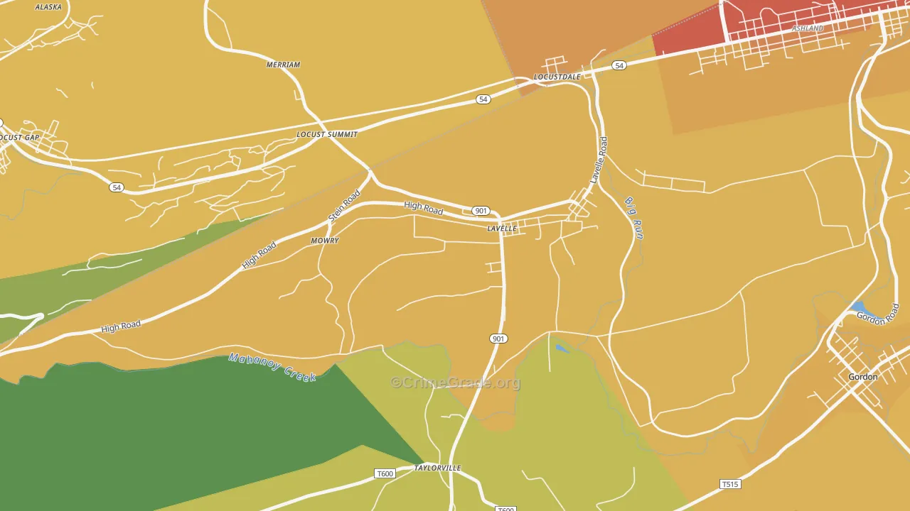 Lavelle, PA Map of Burglary Rates
