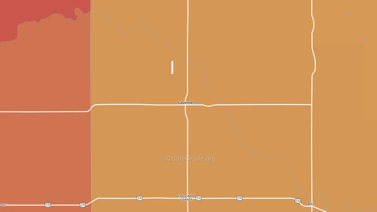 Laverne, OK Map of Burglary Rates