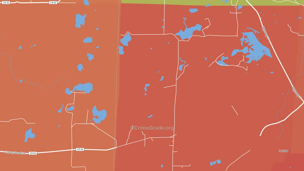 Lavinia, MN Map of Burglary Rates