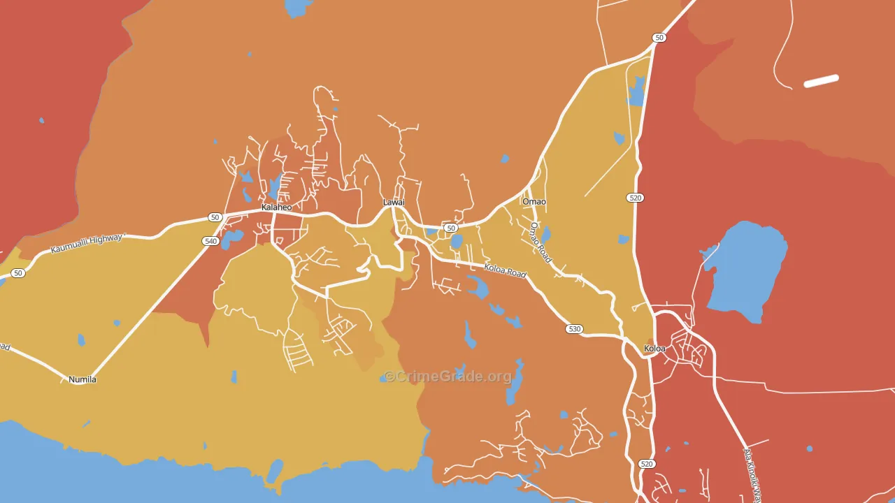 Lawai, HI Map of Burglary Rates