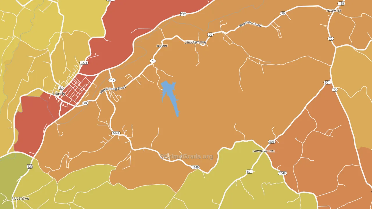 Lawhorn Hill, KY Map of Burglary Rates