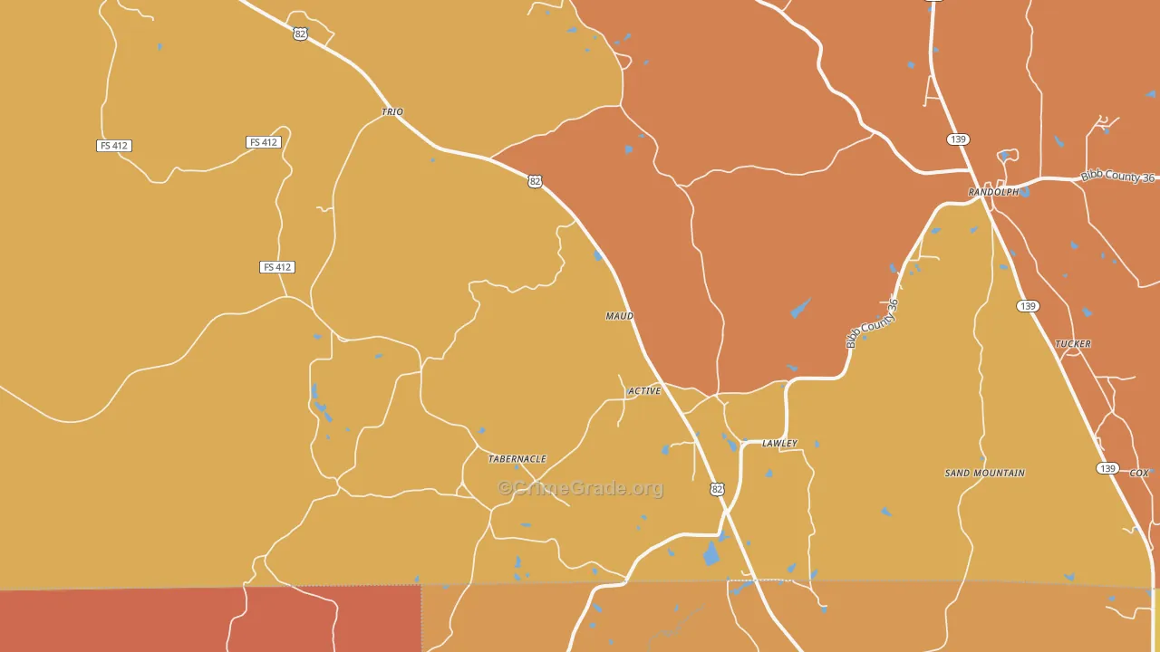 Lawley, AL Map of Burglary Rates