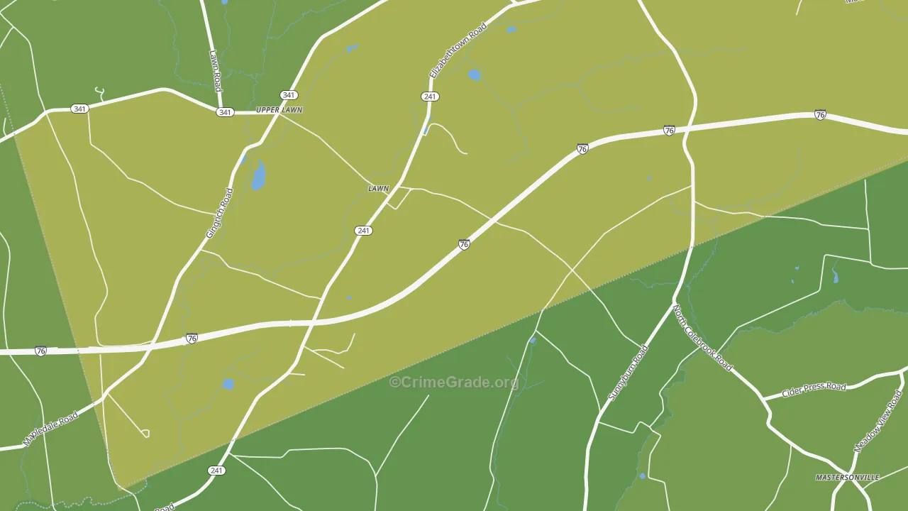 Lawn, PA Map of Burglary Rates