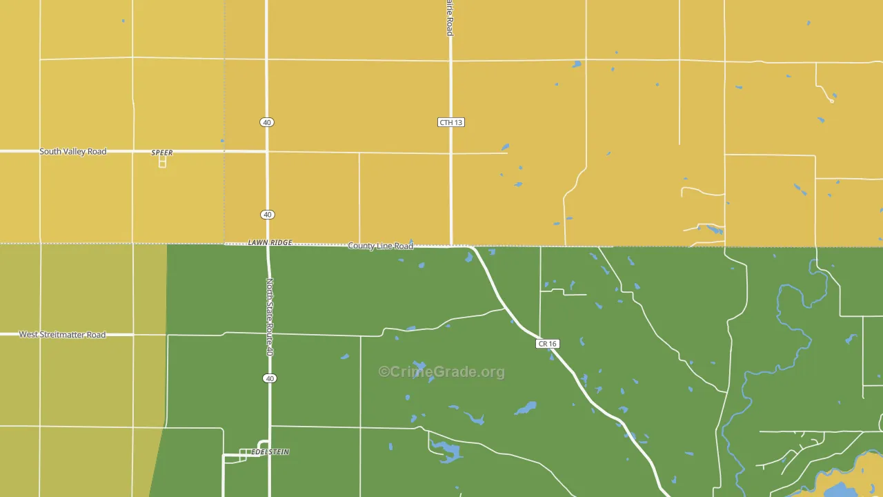 Lawn Ridge, IL Map of Burglary Rates