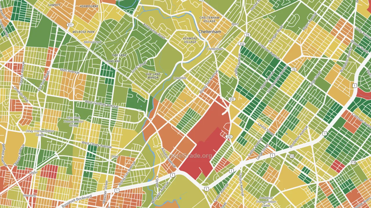 Lawncrest, Philadelphia, PA Map of Burglary Rates
