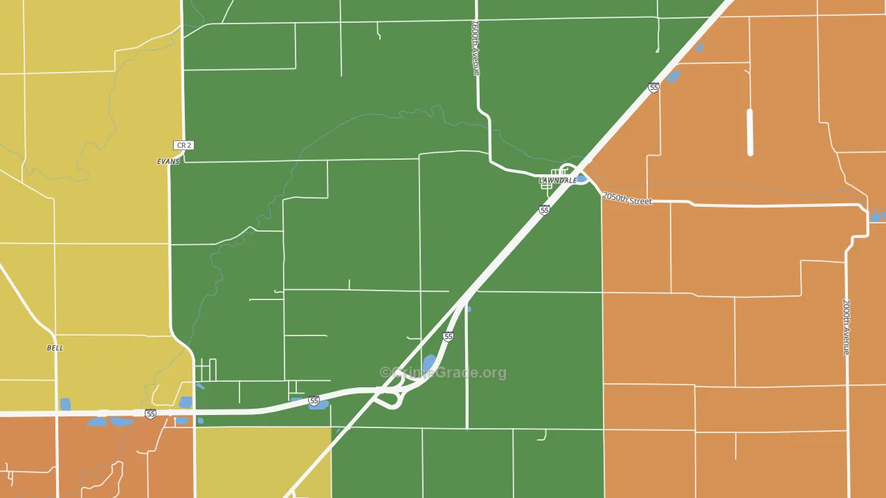 Lawndale, IL Map of Burglary Rates
