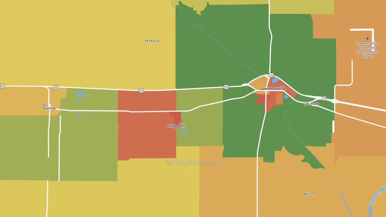Lawrence County, IL Map of Burglary Rates