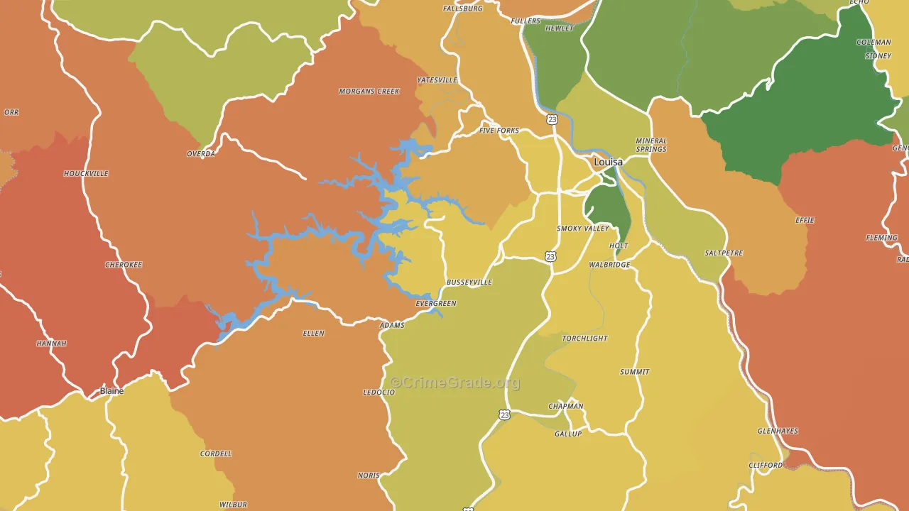 Lawrence County, KY Map of Burglary Rates