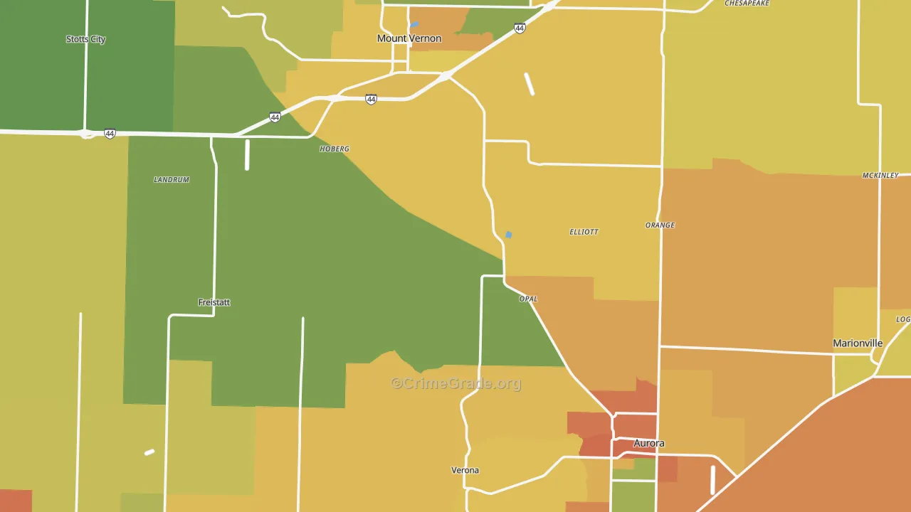 Lawrence County, MO Map of Burglary Rates