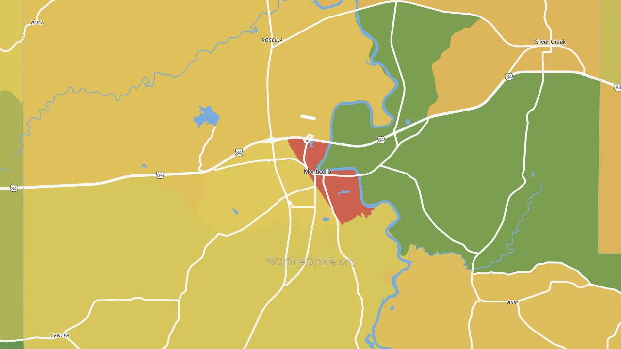 Lawrence County, MS Map of Burglary Rates
