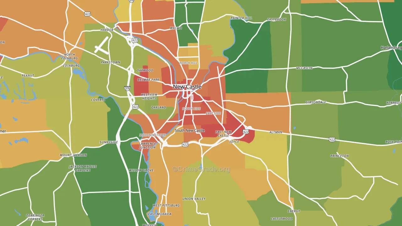 Lawrence County, PA Map of Burglary Rates