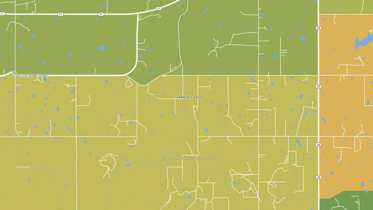 Lawrence Creek, OK Map of Burglary Rates