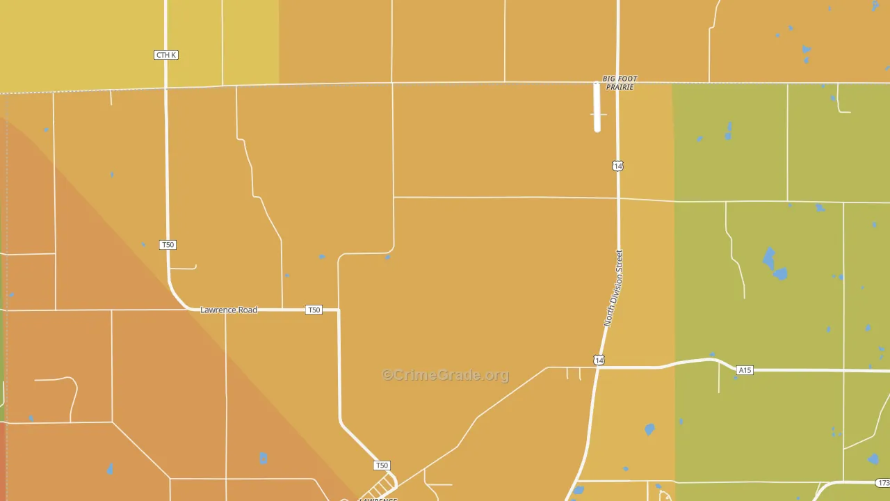Lawrence, IL Map of Burglary Rates