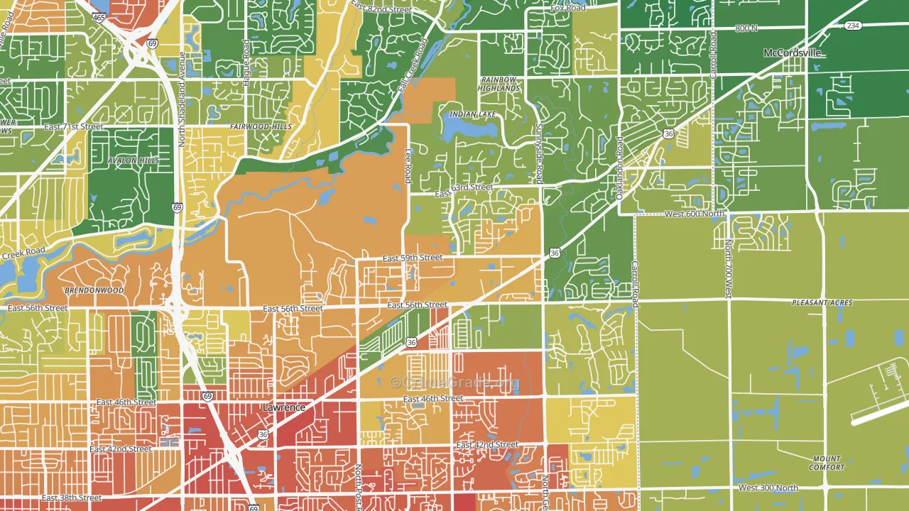 Lawrence, IN Map of Burglary Rates