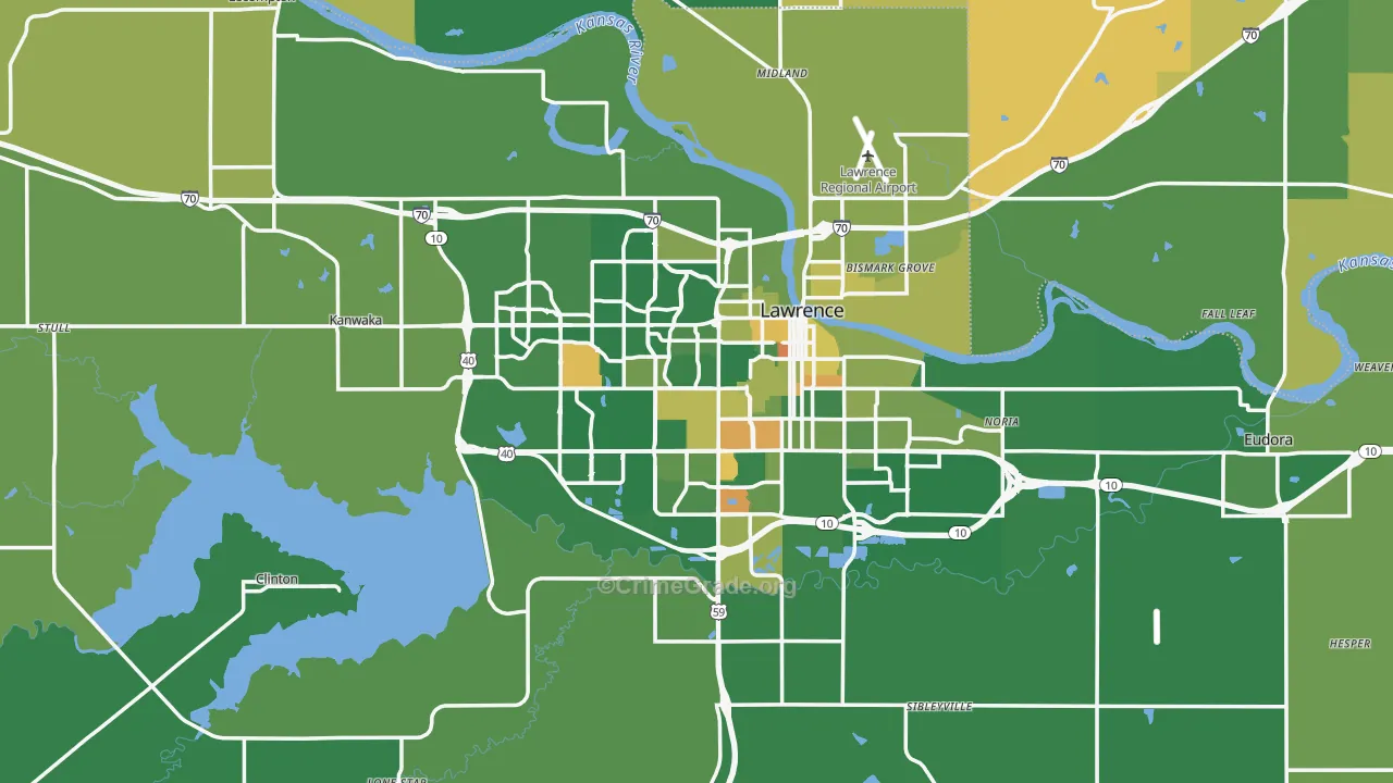 Lawrence, KS Map of Burglary Rates