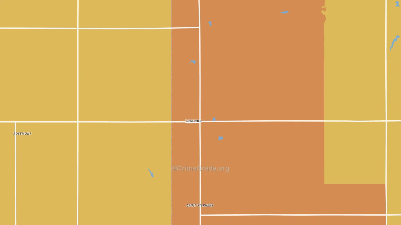 Lawrence, NE Map of Burglary Rates