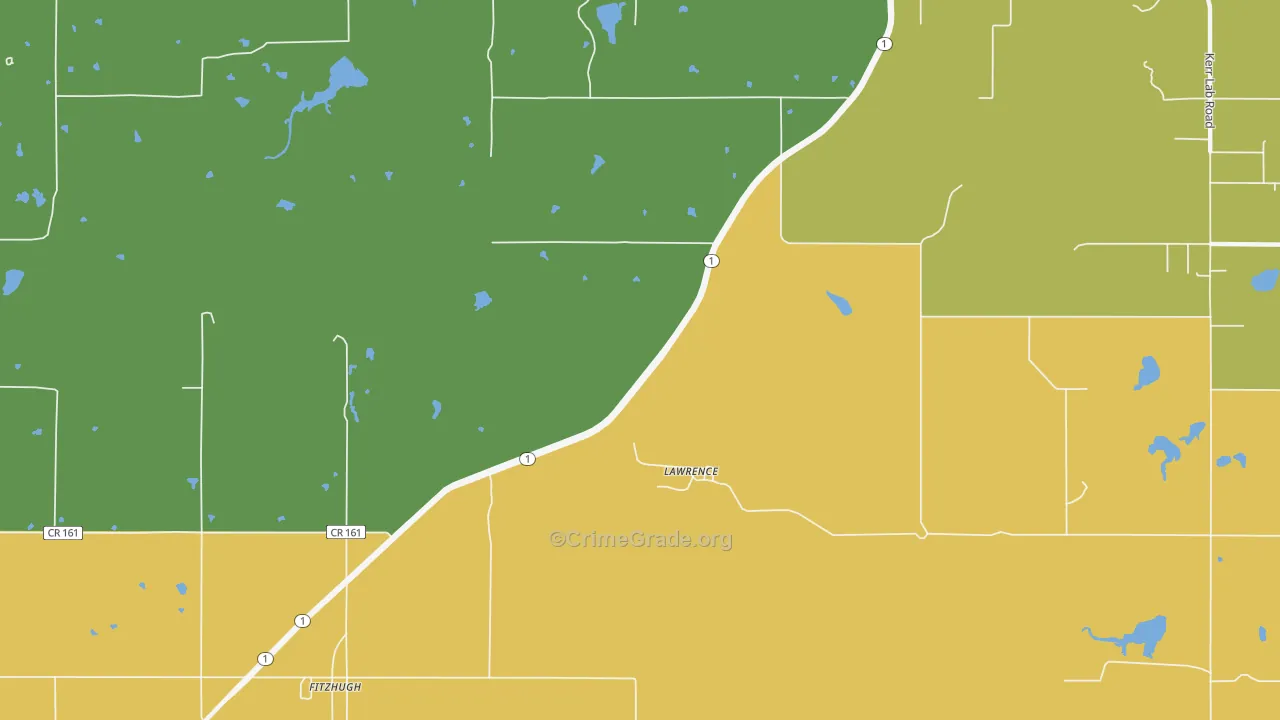 Lawrence, OK Map of Burglary Rates