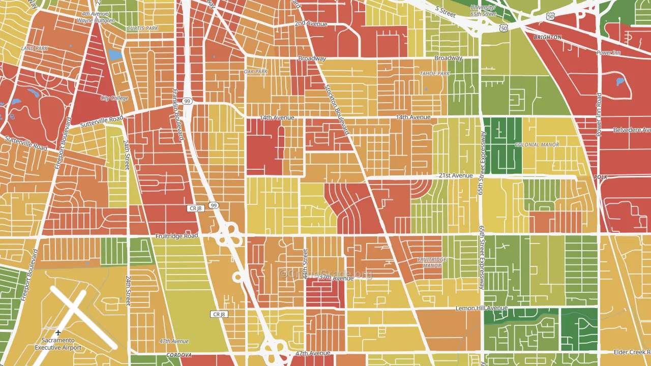 Lawrence Park, Sacramento, CA Map of Burglary Rates