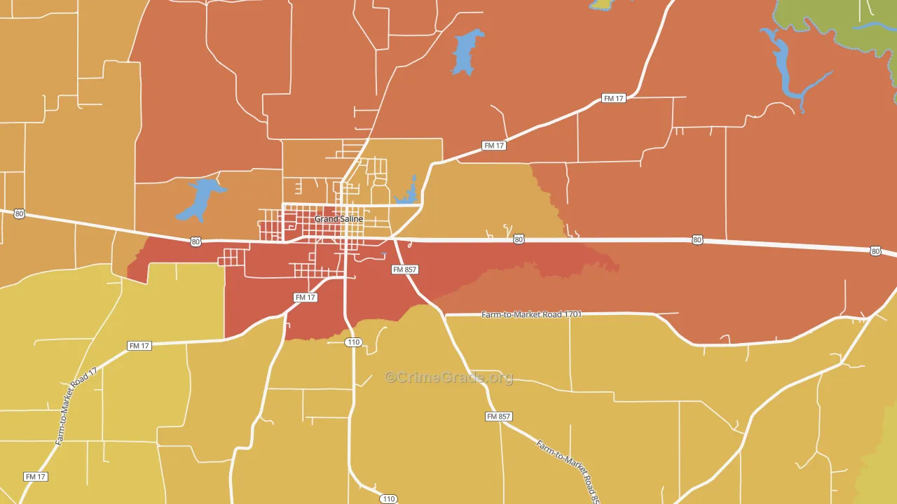 Lawrence Springs, TX Map of Burglary Rates