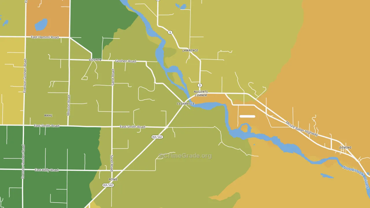 Lawrence, WA Map of Burglary Rates