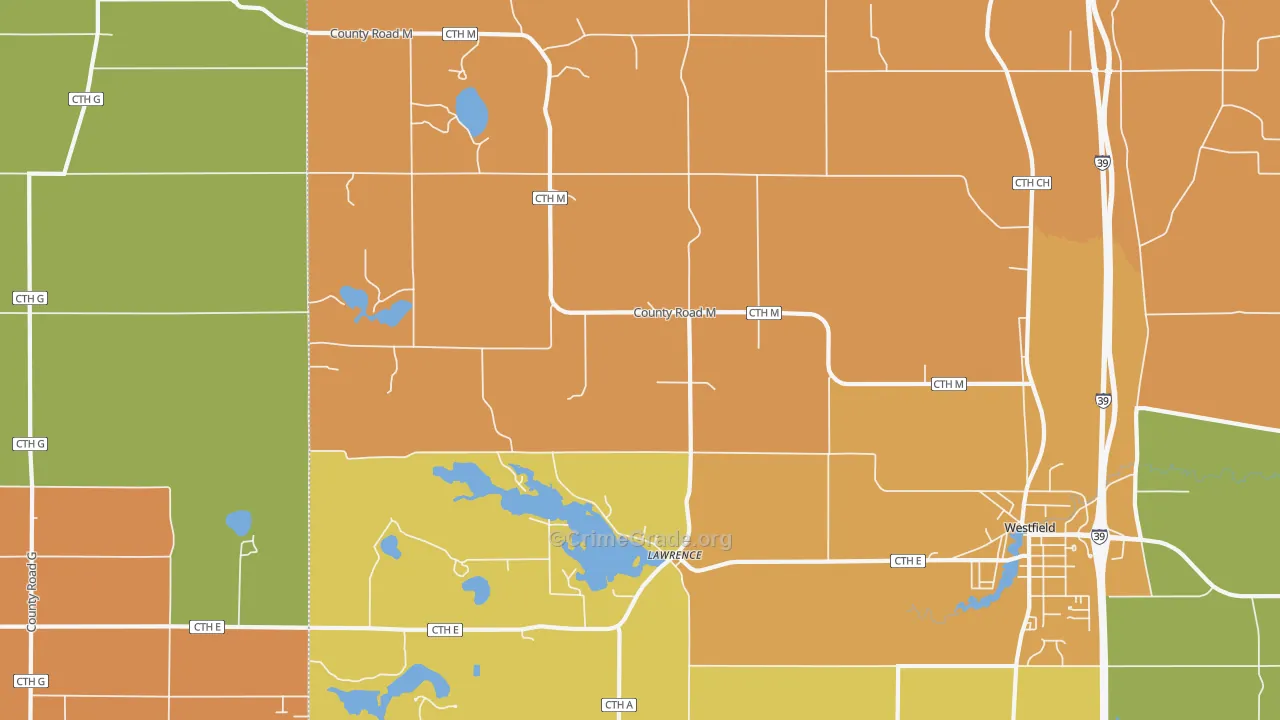Lawrence, WI Map of Burglary Rates
