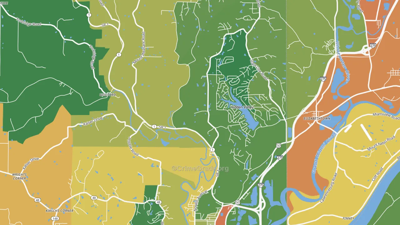 Lawrenceburg, IN Map of Burglary Rates