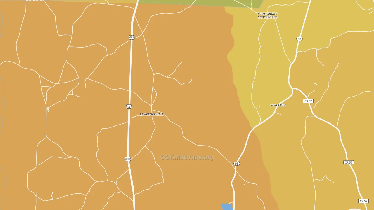 Lawrenceville, AL Map of Burglary Rates