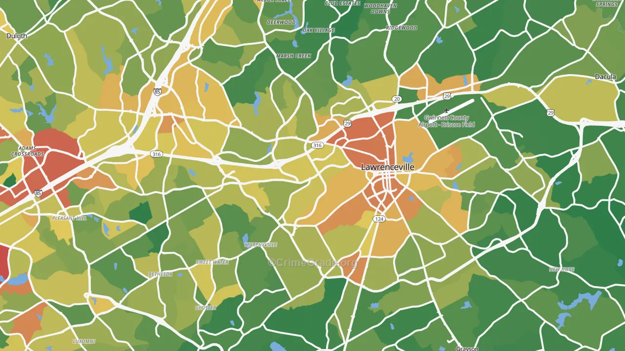 Lawrenceville, GA Map of Burglary Rates