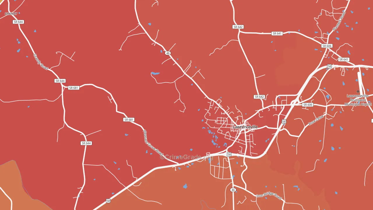 Lawrenceville Hills, VA Map of Burglary Rates