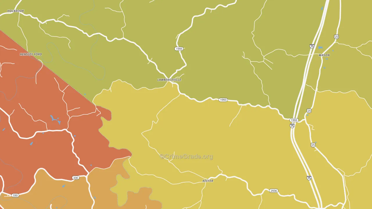 Lawrenceville, KY Map of Burglary Rates