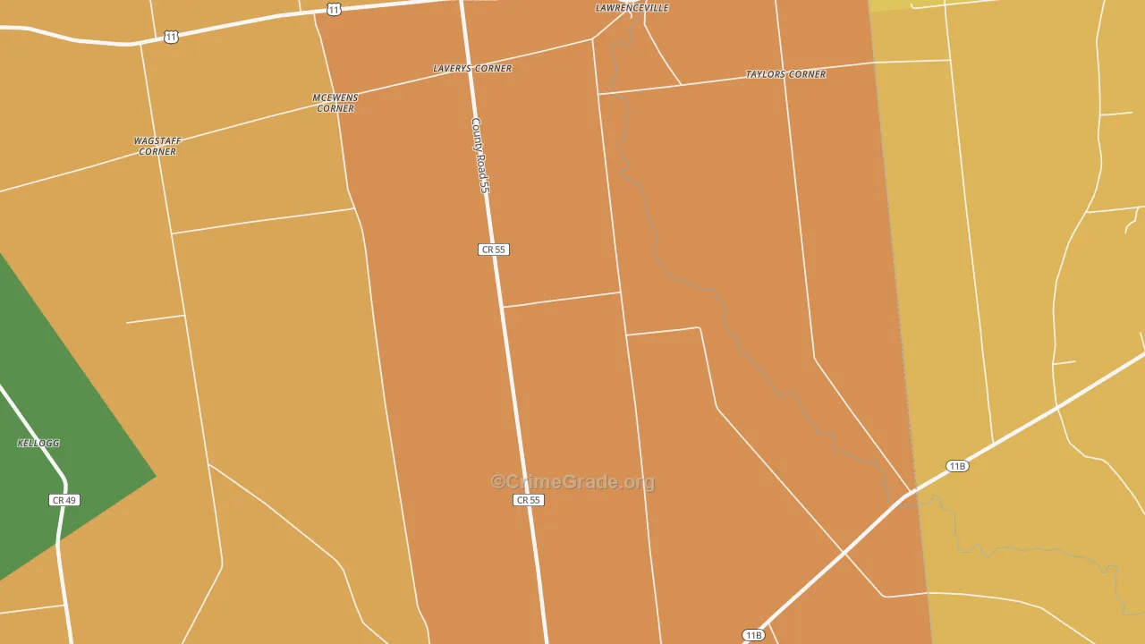 Lawrenceville, NY Map of Burglary Rates