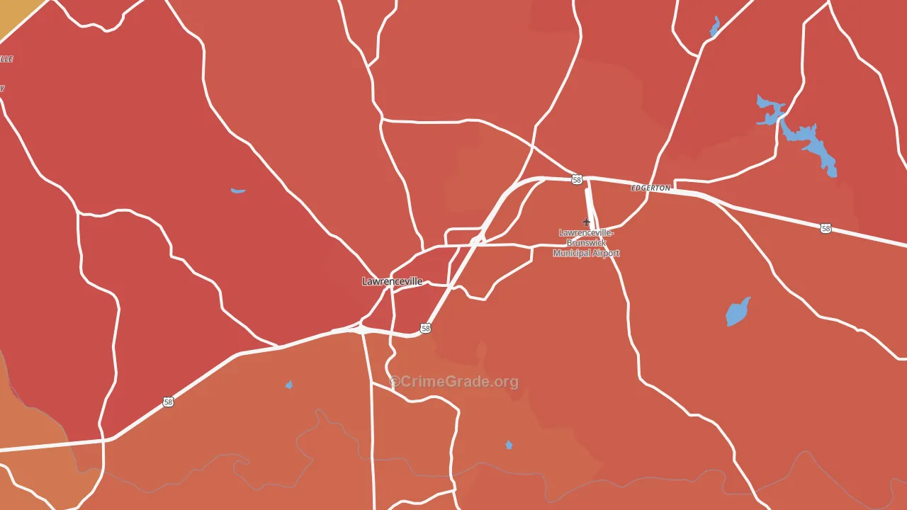Lawrenceville, VA Map of Burglary Rates