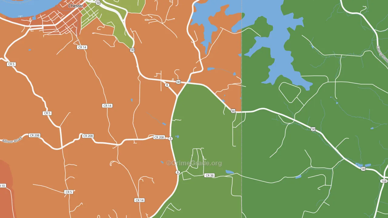 Lawrenceville, WV Map of Burglary Rates