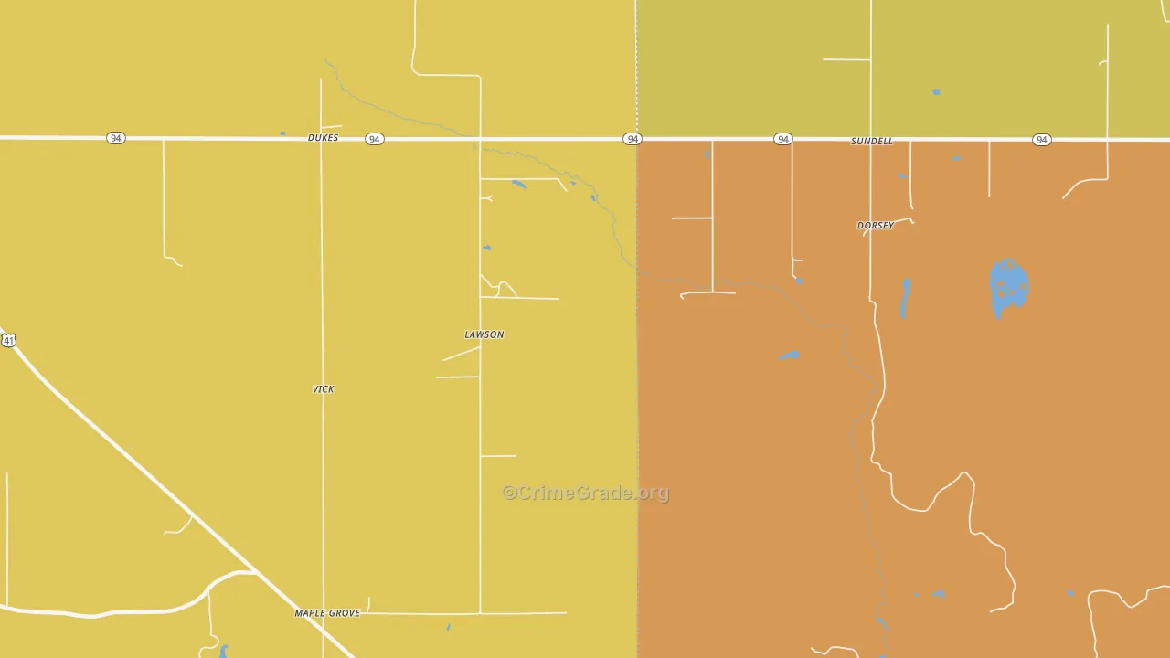 Lawson, MI Map of Burglary Rates