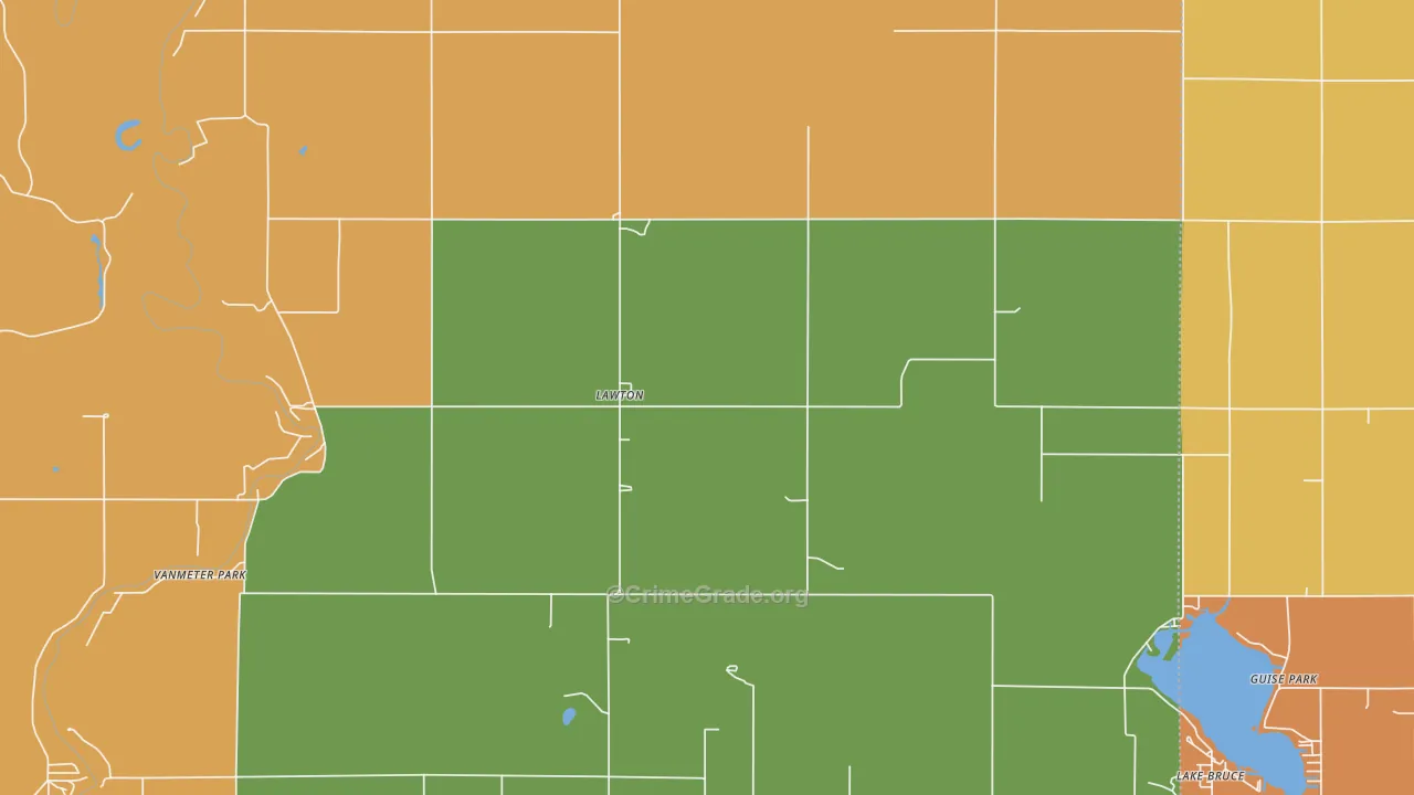 Lawton, IN Map of Burglary Rates