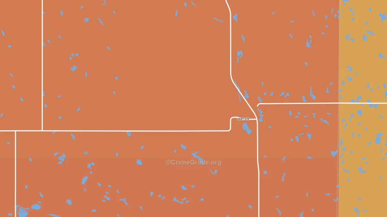 Lawton, ND Map of Burglary Rates
