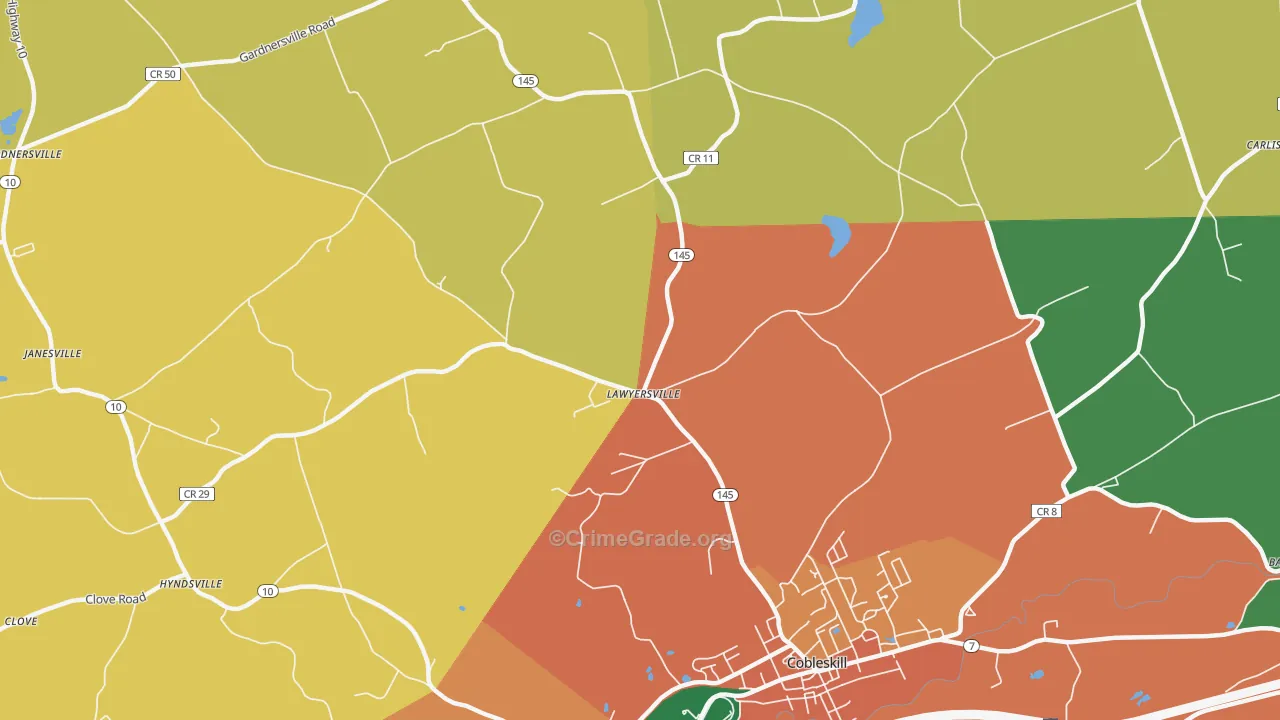 Lawyersville, NY Map of Burglary Rates