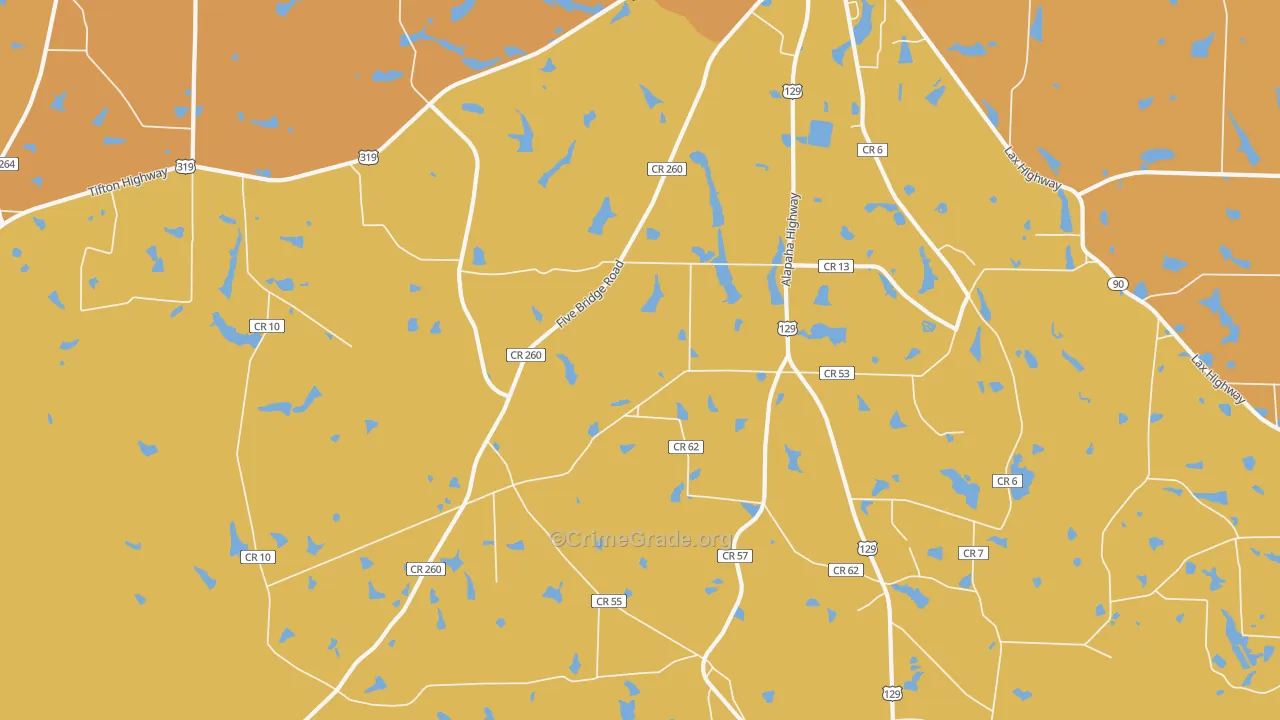 Lax, GA Map of Burglary Rates