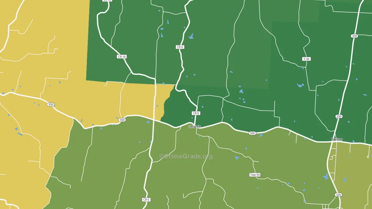 Layman, OH Map of Burglary Rates