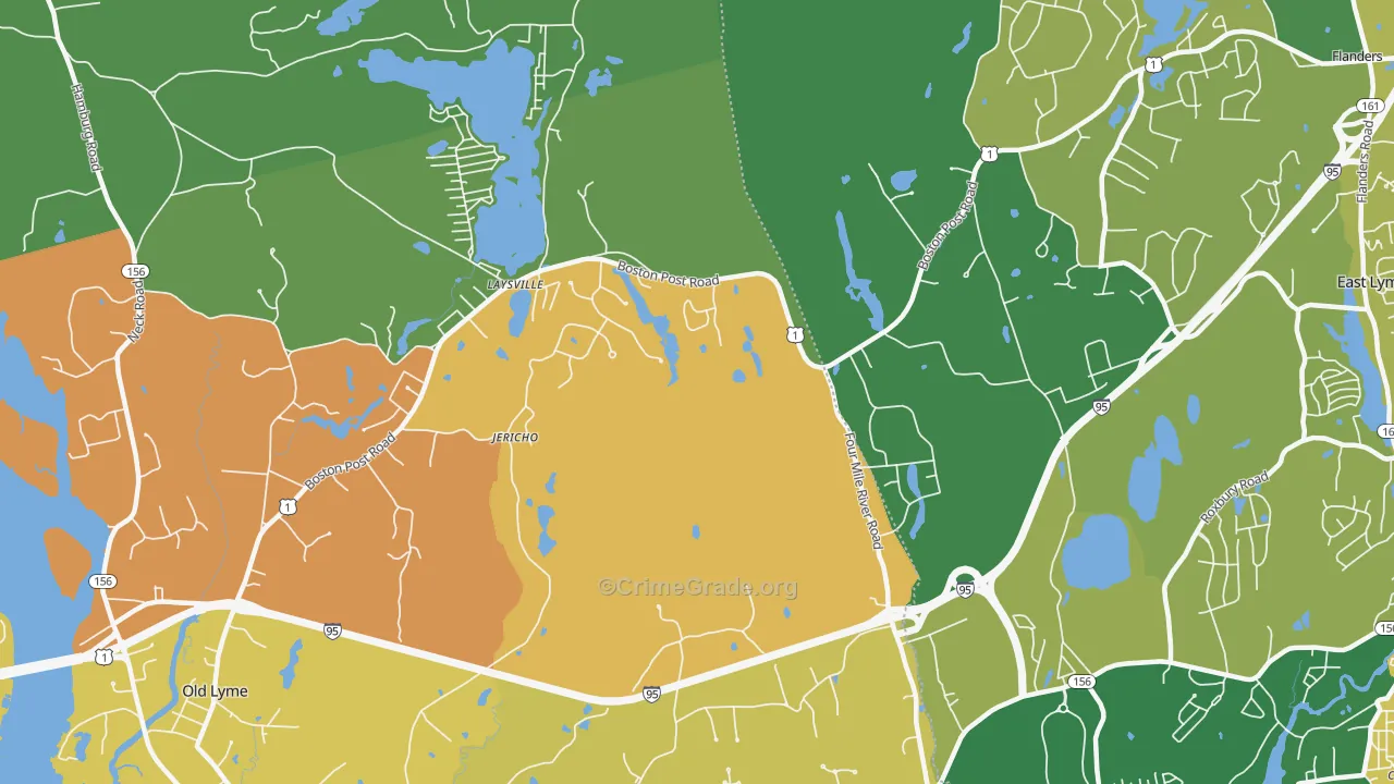 Laysville, CT Map of Burglary Rates
