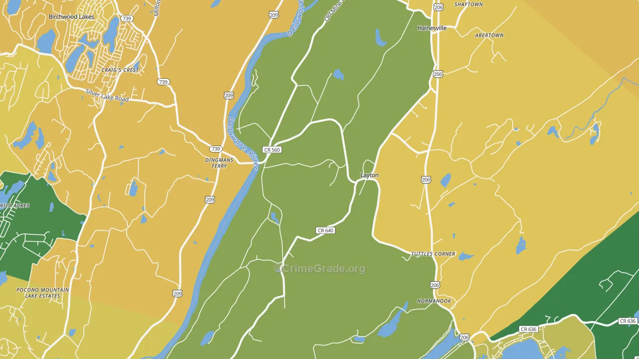 Layton, NJ Map of Burglary Rates
