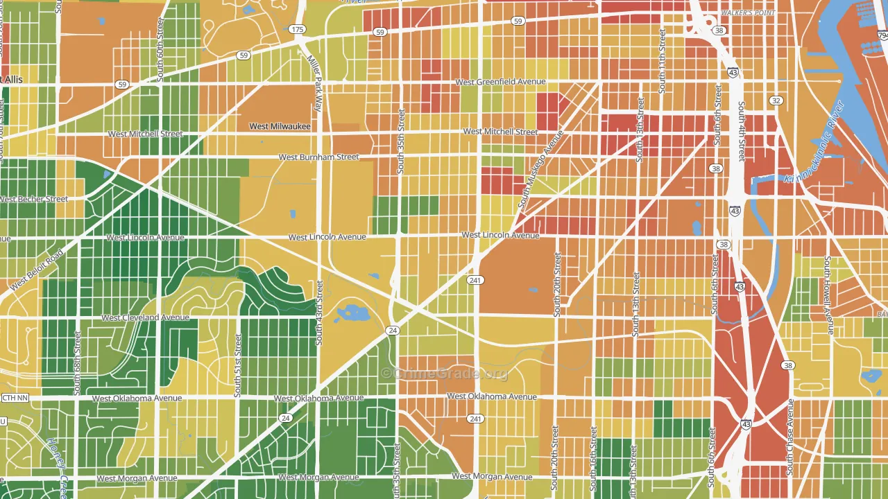 Layton Park, Milwaukee, WI Map of Burglary Rates