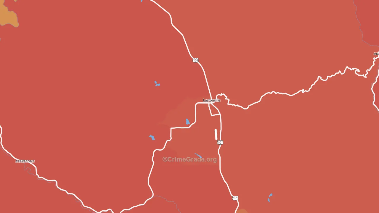 Laytonville, CA Map of Burglary Rates