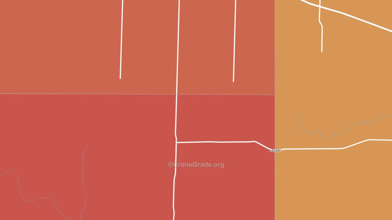 Lazare, TX Map of Burglary Rates