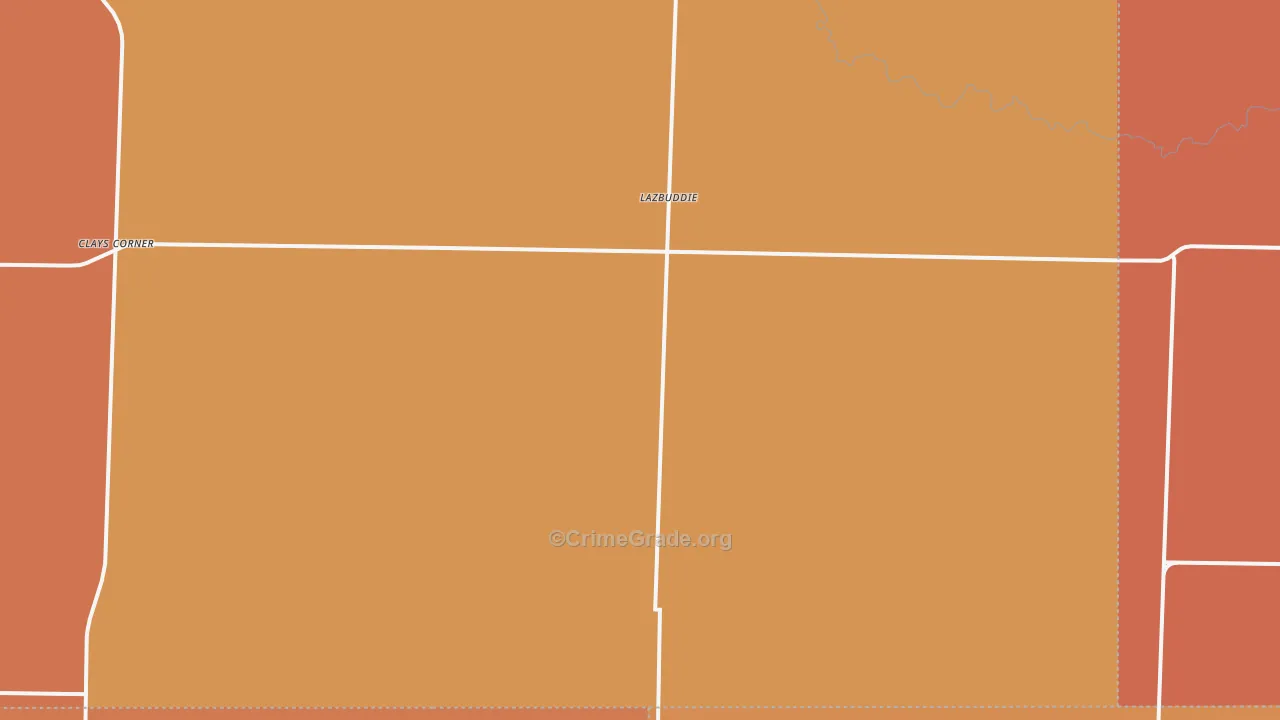 Lazbuddie, TX Map of Burglary Rates