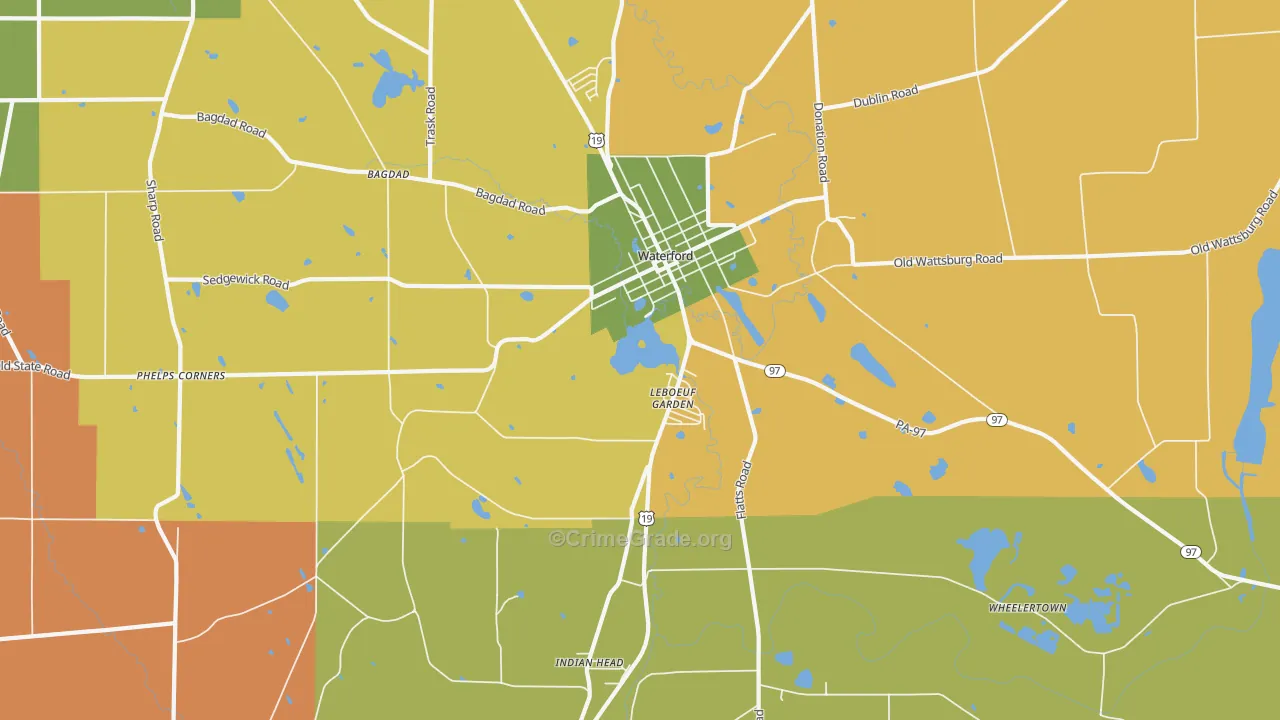 Le Boeuf Gardens, PA Map of Burglary Rates